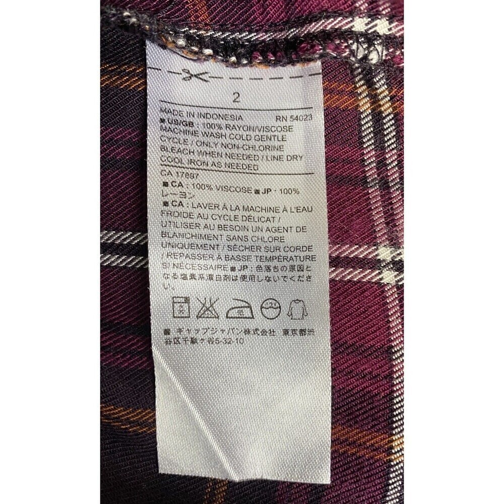 Banana Republic Women’s Plum Plaid, Button Down, Tie Waist Shirt Dress Size 2 - Picture 15 of 16